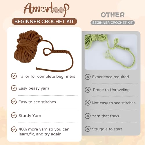 Crochet Kit for Beginners – Easy-to-See Stitches Yarn, Pre-Started Piece, and Step-by-Step Video Tutorials | Starter Crochet Set with Cute Animal Pattern – Original Handmade Highland Cow Pattern - color: Highland Cow