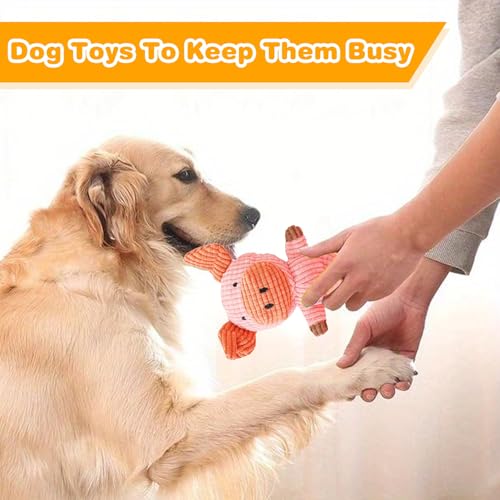 MRSOHRET Dog Toys Squeak, Tough Plush Puppy Chew Toy for Aggressive Chewers | 5 Pack Durable Plush Puppy Chew Toys for Teething, Stuffed Dog Toy for Large Medium Small Breed to Keep Them Busy