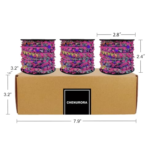 Artisanal Yarn Collection Multifiber Fancy Yarn with Purple Sequins for Knitting Crocheting Crafts DIY, Set of 3 Rolls (Fuchsia with Purple Sequins) - color: Fuchsia with Purple Sequins