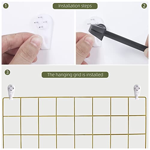 Grid Wire Board,for Memo Picture Panel Wall Decoration | for Room Office Mat Photo Hanging Art Display Frames Desk Storage Organizer,17.3" x 11.8"(2Pack) (Gold)