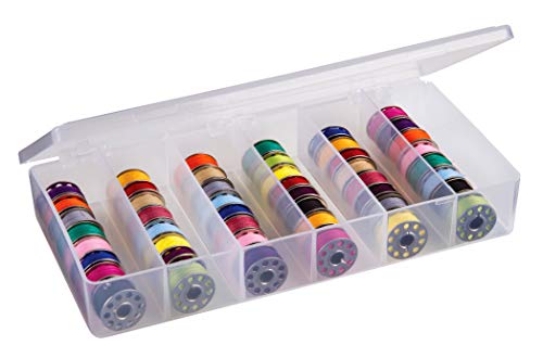 ArtBin 8156AB Large Bobbin Box, Sewing Bobbin Organizer, [1] Plastic Storage Case, Clear | Holds Bobbins and Thread, Secure Latch, Compact Portable Sewing Storage, Clear Durable Plastic - size: Large