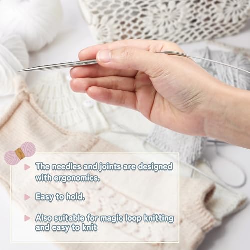 LIHAO Knitting Needles Set, 9PCS Circular, 31.5in | For Blankets Scarves Sweaters, Knitting Kit Accessories