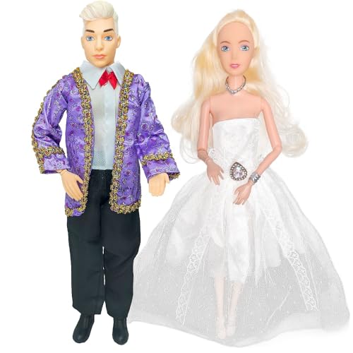 Fashion Dolls Set, Stylish Twin 12 Inch Doll Toy, Trendy Outfits for Fashionable Play, Perfect Good Gift - style: Wedding Dress