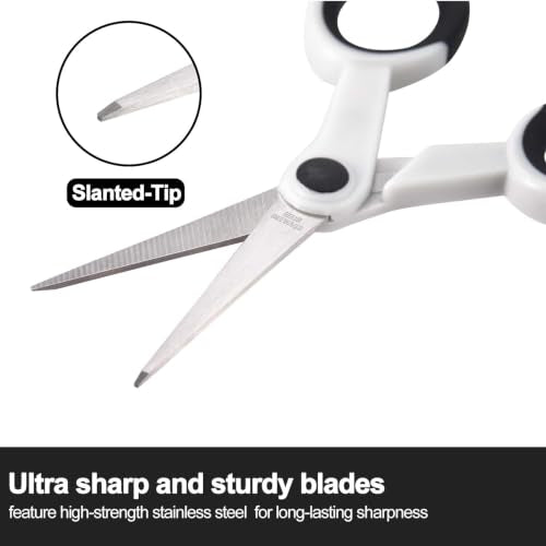 SCAIKTIG 5" Detail Scissors with Slanted-tip, Small Embroidery Scissors All Purpose For Sewing, Fabric, Paper Craft Cutting, White, 3-Pack - color: Grayish White(5“-3 Pack)