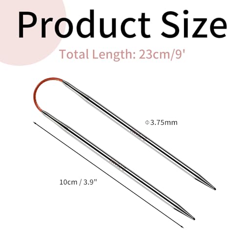 Soosui 3.75mm Circular Knitting Needles US5 |3-Pack 9-inch (23cm) Double-Pointed Flexible Circular Needles, 3cm Cable, Durable and Smooth for Sweaters, Socks, Hats, and Other DIY Knitting Projects. - size: 3.75mm/US5