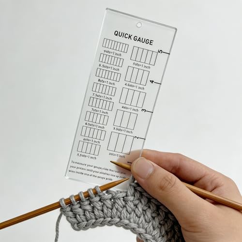 Quick Gauge Ruler Knitting and Crochet Gauge Tool Clear Acrylic Stitch and Row Gauge Ruler Compact Knitting Gauge Measuring Tool for Yarn Crochet and Knitting Projects (1)