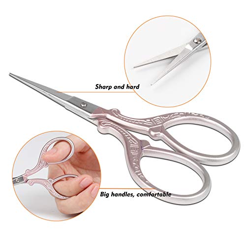 Embroidery Scissors Stainless Steel Sharp 3.6 inch Scissors | Leather Scissors Cover for Sewing Crafting, Art Work, Threading, Needlework - DIY Tools Dressmaker Small Shears - color: Pink Purple