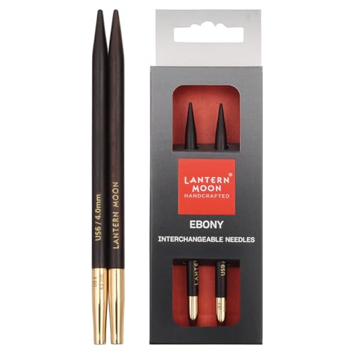 Lantern Moon Ebony Wood Interchangeable Circular Knitting Needles 5" (13cm) | US Size 6 (4mm) - size: US 6 (4mm)