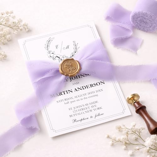 DORIS HOME Handmade Frayed Fringe Chiffon Ribbon 1" x 21Yd Light Purple | Fabric Ribbon, For Flower Bouquet/Gift Wrapping/Wedding Invitations/Party Decorations - color: Light Purple