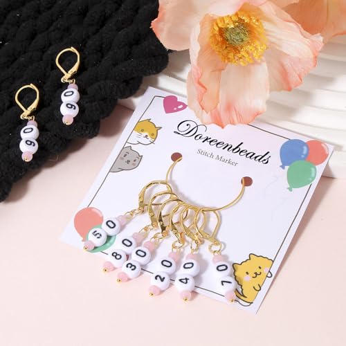 DoreenBeads Stitch Markers for Crocheting and Knitting | Alloy Enamel Crochet Marker Crochet Gifts for Knitting Weaving Sewing Accessories Quilting Jewelry Making - color: 10-90 Numbers Gold