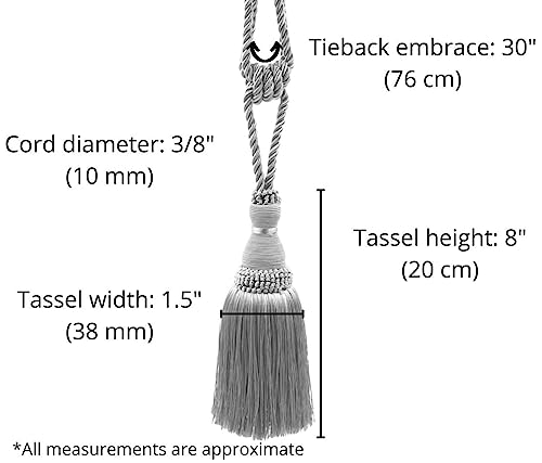 DÉCOPRO Noblesse Collection Elegant Curtain & Drapery Tassel Tieback Tassel Length 8" (20cm) 30" Spread (76cm) (Style# TBH8) Burgundy Gold Red #1253 (Carmine Red Yellow Gold) - color: Burgundy Gold Red #1253 (Carmine Red, Yellow Gold, Dark Red), size: Sol
