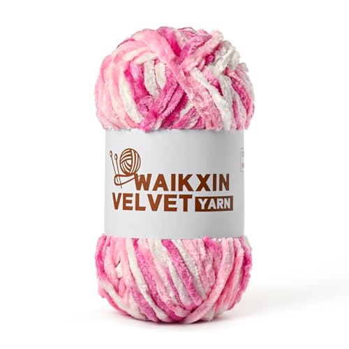 Chunky Chenille Yarn for Crocheting, Baby Yarn for Crocheting Soft, Plush Velvet Yarns, 100g (87.4 yds) Fluffy Yarn for Crochet Amigurumi (Birthday Cake) - color: Birthday Cake