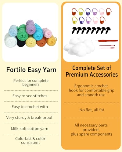 Fortilo Crochet Kit for Beginners 6PCS Animals Bookmarks - color: Bookmark Family