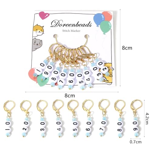 DoreenBeads Stitch Markers for Crocheting and Knitting | Alloy Enamel Crochet Marker Crochet Gifts for Knitting Weaving Sewing Accessories Quilting Jewelry Making - color: 10-90 Numbers Silver