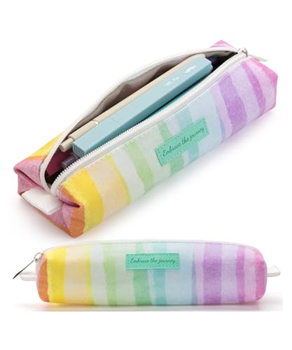 Mr. Pen- Cute Pencil Case Pouch, Multipurpose Canvas Bible Pencil Pouch | Smooth Zipper, Premium Material, Neat Stitches, Ideal for Stationery, Cosmetics, Electronics, School, Office, Travel - color: Rainbow, size: 1 Pack