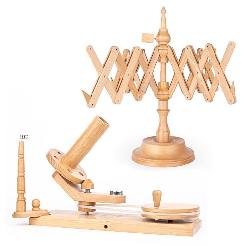 Ayan Handicraft Well Crafted Yarn Swift and Ball Winder Combo - Yarn Cake Winder, Yarn Winder and Swift, Yarn Winder Large Capacity (Beachwood Combo) - color: Beachwood Combo