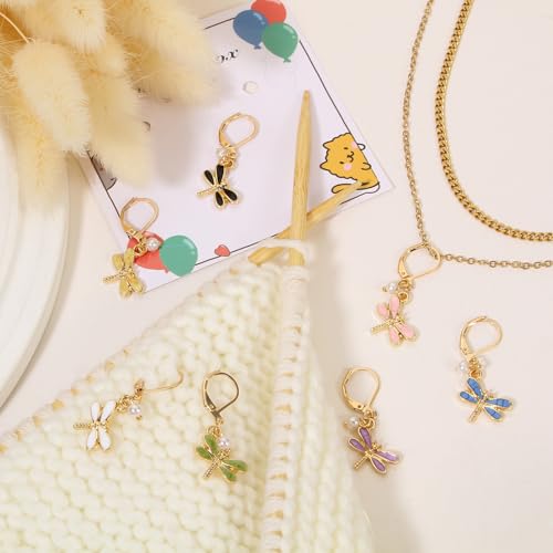 DoreenBeads Stitch Markers for Crocheting and Knitting | Alloy Enamel Crochet Marker Crochet Gifts for Knitting Weaving Sewing Accessories Quilting Jewelry Making - color: Dragonflies