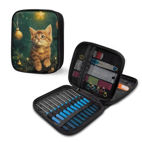 Cat Crochet Hook Case Portable Crochet Storage Organizer without Hooks and Accessories Organizer for Knitting Needles Washable - color: Cat