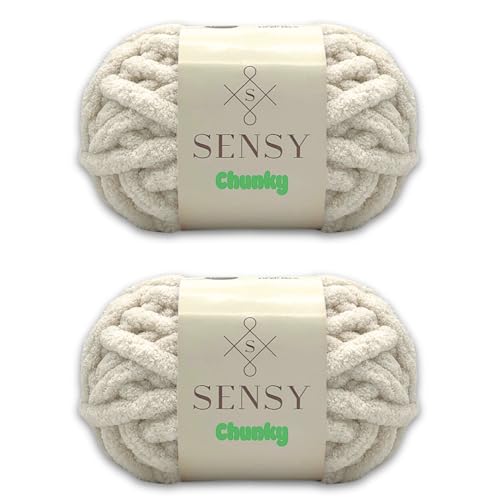S Sensy Chunky - Polyester Gauge #7 Jumbo Yarn 2 Skeins Ecru 28 Yards 7oz - color: Ecru, size: 2 Skeins