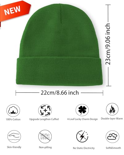 100% Cotton Beanie Lengthen Cuffed Beanies Knit Winter Hats Unisex | Double-Layer Warmth,Ultra-Soft 100% Cotton Knit,Long Non-itchy,Snug No-Slip Stretch Fit,Warm Winter Skull Cap - color: 1-army Green