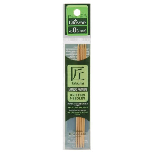 Clover Takumi Bamboo 5" Double Pointed Knitting Needles 5-Pack: Size 0