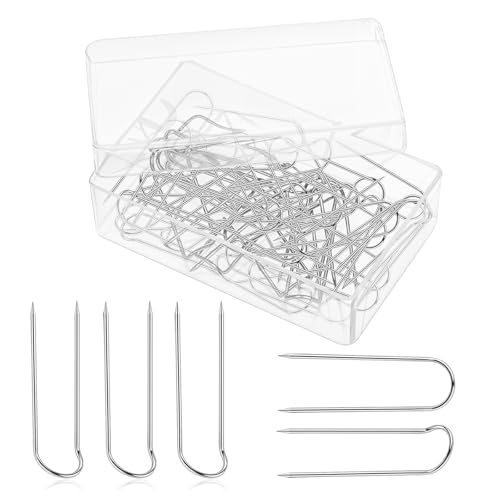 50 Pcs Stainless Steel Sewing Pins - Multipurpose U-Pins for Quilting, Jewelry Display & Double Blocking