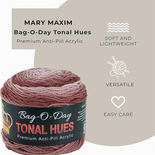Mary Maxim Bag-O-Day Tonal Hues Ombre Yarn for Crocheting and Knitting, Medium Worsted Weight Anti-Pilling Acrylic Yarn Cake - 280 Yards, 5.3 OZ, Miracle on Earth - color: Miracle on Earth
