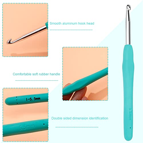 SHWAKK Crochet Hook, 5.5 mm Ergonomic Crochet Hook for Arthritic Hands | Crochet Needles, Knitting Needles with Soft Handle Beginners and Experienced Hobbyists (5.5 mm) - size: 5.5mm
