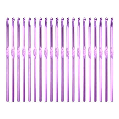 uxcell 20Pcs Aluminum Crochet Hook 4.5mm US Size 7 Knitting Needles for DIY Craft Yarn Purple - color: Purple, size: 4.5mm