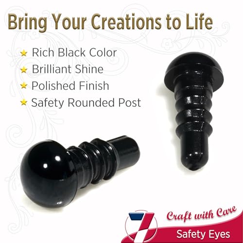 SEVENSUN 6mm Safety Eyes for Crocheting, 300pcs Black Crochet Eyes for Crochet Animals, amigurumi Eyes for Crafts, Craft Eyes for amigurumi Stuffed Animals Eyes - size: 6mm