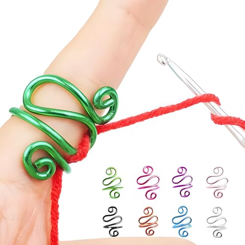 Crochet Tension Rings for Women Adjustable Crochet Hooks Ring - color: Green