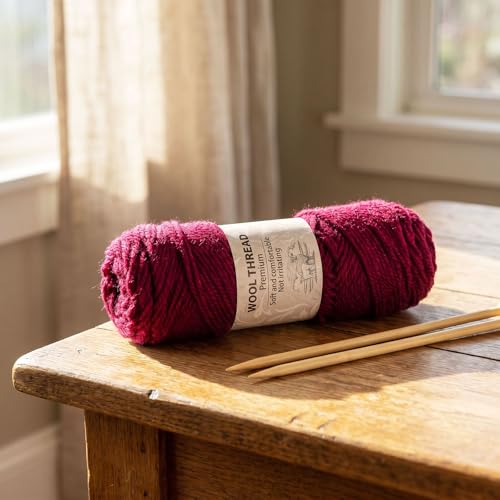 Premium Wool Blend Yarn – 3 Skeins (300g Total), 85% Wool 15% Polyester, for Crocheting&Knitting, Soft Skin-Friendly, Ideal for Scarves, Hats, Blankets & DIY Crafts (12#Magenta) - color: 12#Magenta