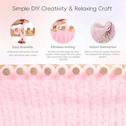 42'' Chunky Knitting Blanket Loom - Custom Thick Yarn Knitting Loom, Foldable and Portable Chunky Blankets Extra Large Loom - color: 42''