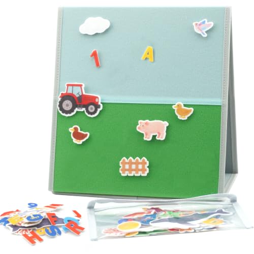 CHEFAN Felt Board for Toddlers, 29.5 x 12.2 Inches Freestanding Foldable Flannel Board, Preschool Learning & Storytelling Toy with Felt Pieces & Storage Bag - size: Felt Board with Pieces