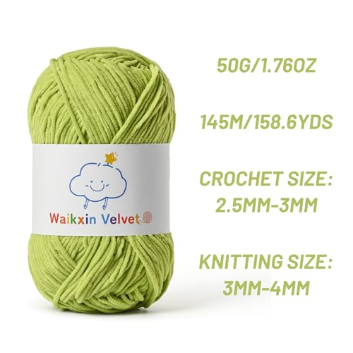 2 Pack Fluffy Chenille Yarn for Crocheting, Baby Yarn for Crocheting Soft, 100g/3.5oz Velvet Amigurumi Yarn, Fingering Weight Yarns for Crocheting Baby Blankets、DIY Craft.(2 Lime Green) - color: [2 Lime Green]