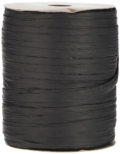 Berwick Offray Matte Black Raffia Ribbon, 1/4'' Wide, 100 Yards, 7MM - color: ['Black']