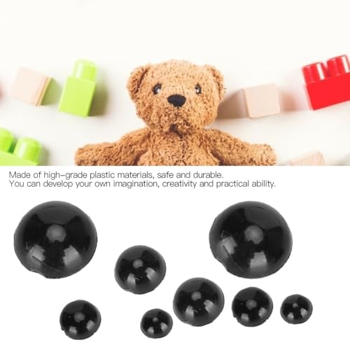 MOPFOL 500pcs Black Plastic Safety Eyes - Flat Bottom Domed Buttons for Doll Making, DIY Crafting & Sewing Accessories(L) - size: L