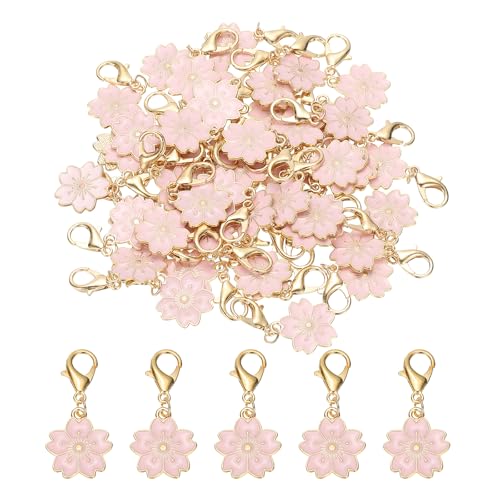 PATIKIL Flower Crochet Stitch Markers, Knitting Cherry Blossom Charm Marker for DIY Craft - color: Pink