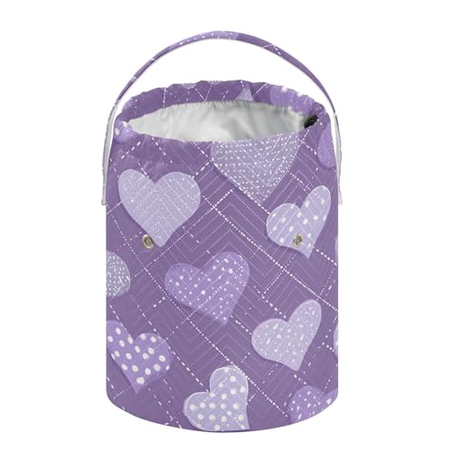 Tatenale Crochet Bag Yarn Bag Knitting Project Bag with Pockets and Handle Portable Yarn Storage Organizer Tangle Free 8.3x11 Inch Lavender Romantic Hearts Valentines Gifts - color: Lavender Romantic Hearts Valentines