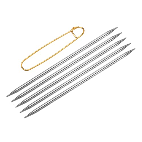 uxcell 5Pcs US 7(4.5mm) Double Pointed Knitting Needle 7.87 Inches Length Stainless Steel Sweater Stitching Needles with Stitch Holder for Handmade Projects DIY Knitting - size: 4.5mm