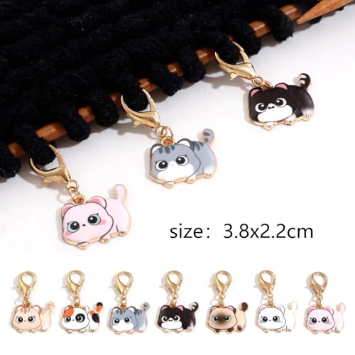DoreenBeads Stitch Markers for Crocheting and Knitting | Alloy Enamel Crochet Marker Crochet Gifts for Knitting Weaving Sewing Accessories Quilting Jewelry Making - color: Walking Cats