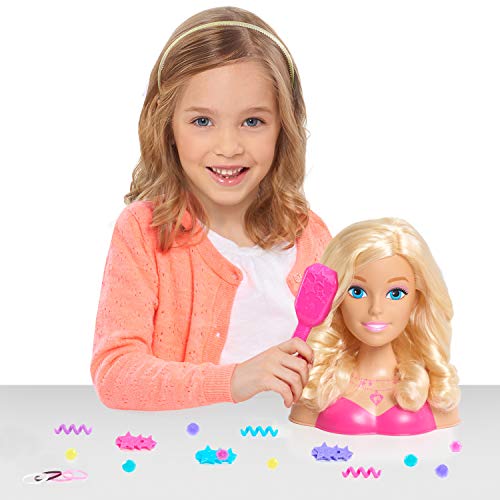Barbie Fashionistas 8-Inch Styling Head, Blonde, 20 Pieces Include Hair Styling Accessories, Kids Toys for Ages 3 Up by Just Play