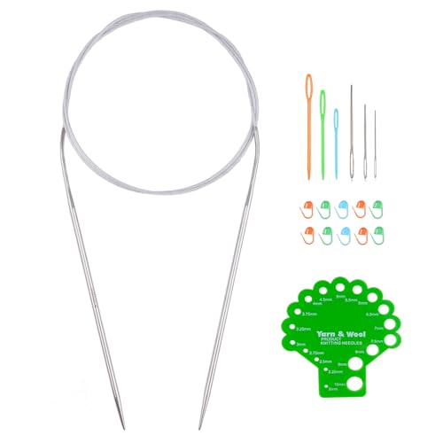 Hobekoee Circular Knitting Needle 40 inch (100cm),Size US 2.5 (3.0mm) Stainless Steel Round Knitting Needles for Smoothly Knit Blanket,Sweater,Coaster,Socks - size: US 2.5(3mm)
