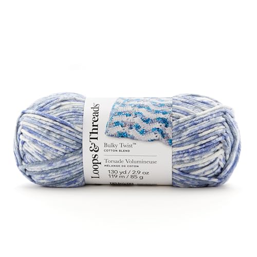 Loops & Threads Dive in Bulky Twist Multi Yarn – Bulky Weight Yarn for Knitting, Crochet, Weaving, Arts & Crafts, 15 Pack - color: Dive In