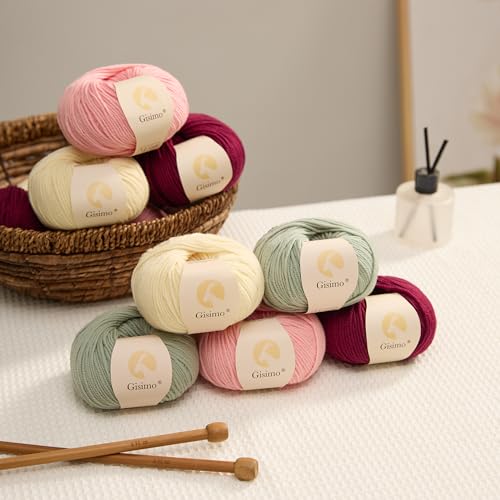 100% Merino Wool Yarn, 6-Ply Luxurious and Soft Yarn for Hand Knitting & Crocheting, 1.76 OZ/50g, 127 yds/116 Meters(Baby Pink, 1 Ball) - color: Baby Pink, size: 1 ball