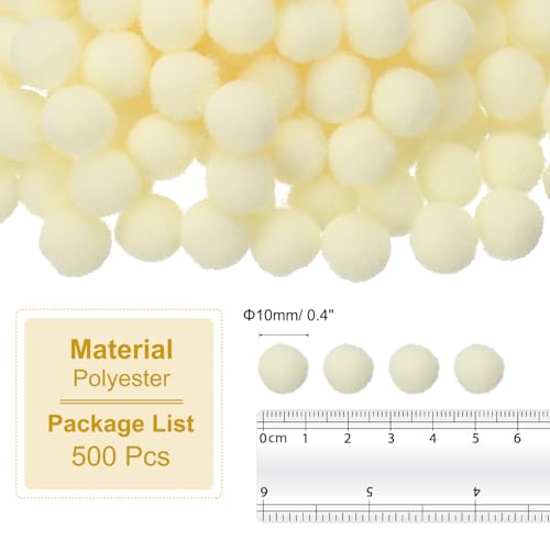 PATIKIL 0.4inch Pom Poms for Crafts, 500pcs Small Pompoms for Crafts Mini Puff Balls Bulk High Elasticity Fuzzy Balls for Hats Christmas Art DIY, Beige - color: Beige, size: 0.4inch