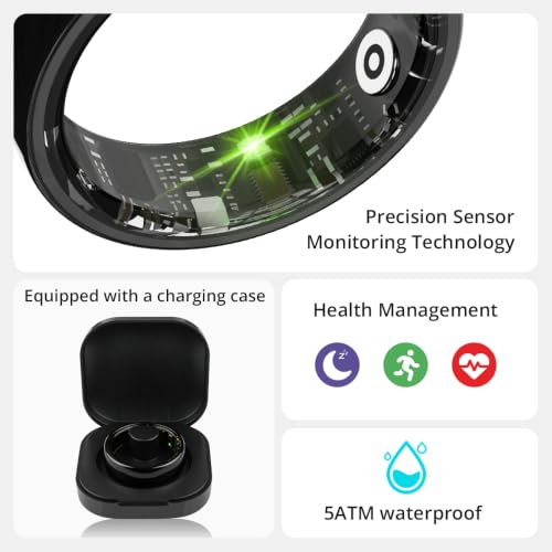 Smart Ring for Women, Health Tracker & 5ATM, COLMI R02. (Black Ceramic, 7#) | No Subscription Fee & Skin Temperature, Heart Rate, Blood Oxygen, Sleep Health Monitoring, Sports Tracking, Menstrual Cycle. - color: Black Ceramic, size: 7#