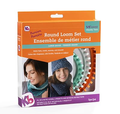 Authentic Knitting Board Premium Round Knitting Looms Set - Chunky Round Loom Set with Yarn - Charcoal - color: Charcoal