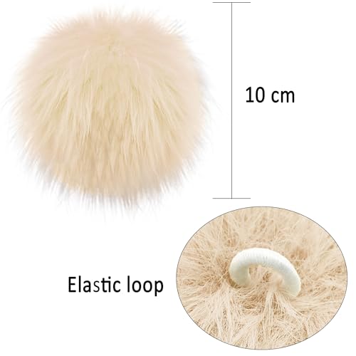 SIQUK 60 Pcs Faux Fur Pom Pom for Hats Fluffy Fox Pom Pom with Elastic Loop | Pom Pom Balls for Knitting Hats Beanies Scarves Gloves Keychains Bags（15 Colors, 4 Pcs/Color） - color: Bright Color