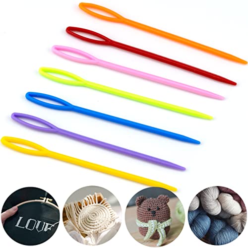 300 Pieces Plastic Sewing Needles 3.5 Inch 9CM Length Large Eye Blunt Sewing Needles Craft Learning Needles Safety Lacing Needles Plastic Yarn Needles for Kids Hand Sewing Knitting Crochet Darning